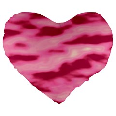 Pink  Waves Flow Series 4 Large 19  Premium Heart Shape Cushions by DimitriosArt