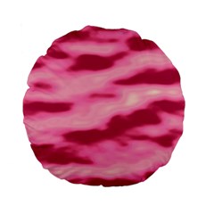 Pink  Waves Flow Series 4 Standard 15  Premium Flano Round Cushions by DimitriosArt