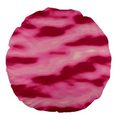 Pink  Waves Flow Series 4 Large 18  Premium Flano Round Cushions by DimitriosArt