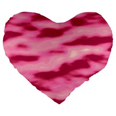 Pink  Waves Flow Series 4 Large 19  Premium Flano Heart Shape Cushions by DimitriosArt