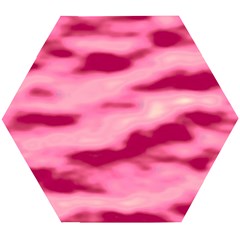 Pink  Waves Flow Series 4 Wooden Puzzle Hexagon by DimitriosArt