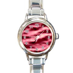 Pink  Waves Flow Series 5 Round Italian Charm Watch by DimitriosArt