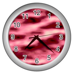 Pink  Waves Flow Series 5 Wall Clock (silver) by DimitriosArt