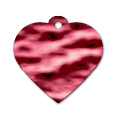 Pink  Waves Flow Series 5 Dog Tag Heart (two Sides) by DimitriosArt