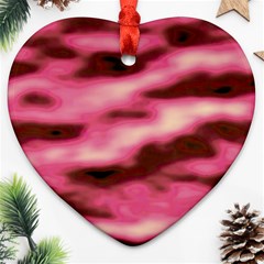 Pink  Waves Flow Series 6 Ornament (heart) by DimitriosArt