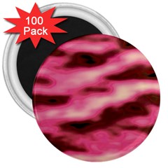 Pink  Waves Flow Series 6 3  Magnets (100 Pack) by DimitriosArt