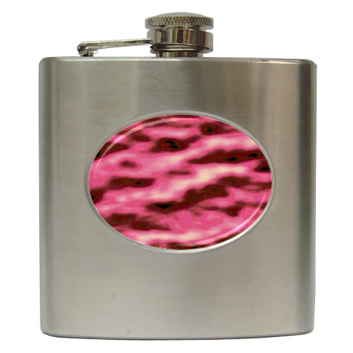 Pink  Waves Flow Series 6 Hip Flask (6 oz)