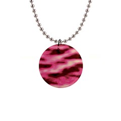 Pink  Waves Flow Series 6 1  Button Necklace by DimitriosArt