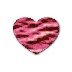 Pink  Waves Flow Series 6 Rubber Coaster (heart) by DimitriosArt