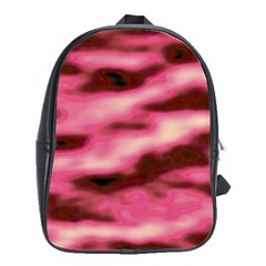 Pink  Waves Flow Series 6 School Bag (large) by DimitriosArt