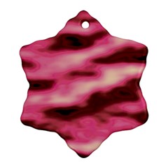 Pink  Waves Flow Series 6 Snowflake Ornament (two Sides) by DimitriosArt