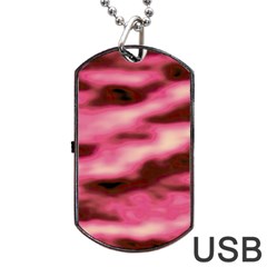 Pink  Waves Flow Series 6 Dog Tag Usb Flash (one Side) by DimitriosArt