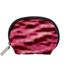 Pink  Waves Flow Series 6 Accessory Pouch (small) by DimitriosArt