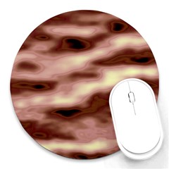 Pink  Waves Flow Series 7 Round Mousepads by DimitriosArt