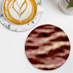 Pink  Waves Flow Series 7 Uv Print Round Tile Coaster by DimitriosArt