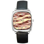 Pink  Waves Flow Series 8 Square Metal Watch Front