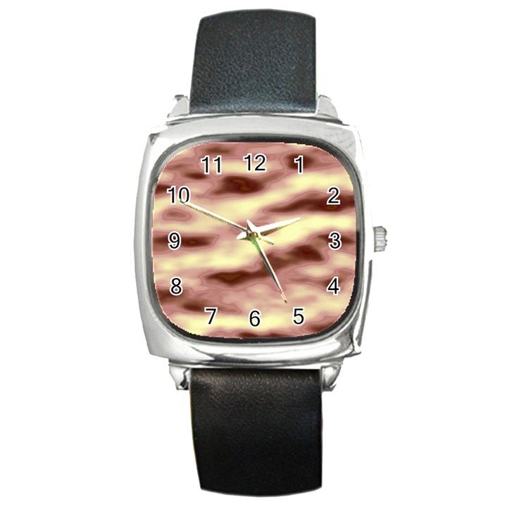 Pink  Waves Flow Series 8 Square Metal Watch