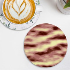 Pink  Waves Flow Series 8 Uv Print Round Tile Coaster by DimitriosArt