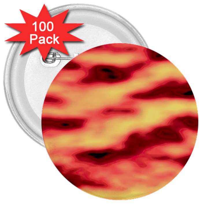 Red Waves Flow Series 3 3  Buttons (100 pack) 