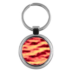 Red Waves Flow Series 3 Key Chain (round) by DimitriosArt