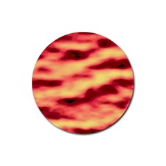 Red Waves Flow Series 3 Rubber Round Coaster (4 Pack) by DimitriosArt