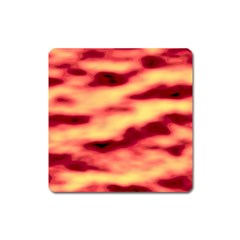 Red Waves Flow Series 3 Square Magnet by DimitriosArt