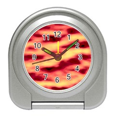 Red Waves Flow Series 3 Travel Alarm Clock by DimitriosArt