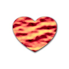 Red Waves Flow Series 3 Rubber Heart Coaster (4 Pack) by DimitriosArt