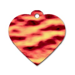 Red Waves Flow Series 3 Dog Tag Heart (one Side) by DimitriosArt