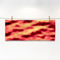 Red Waves Flow Series 3 Hand Towel by DimitriosArt