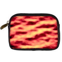 Red Waves Flow Series 3 Digital Camera Leather Case by DimitriosArt