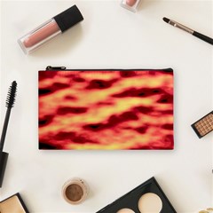 Red Waves Flow Series 3 Cosmetic Bag (small) by DimitriosArt