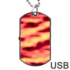 Red Waves Flow Series 3 Dog Tag Usb Flash (one Side) by DimitriosArt