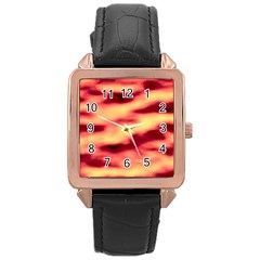 Red Waves Flow Series 3 Rose Gold Leather Watch 