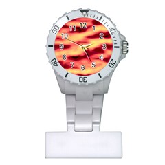 Red Waves Flow Series 3 Plastic Nurses Watch by DimitriosArt