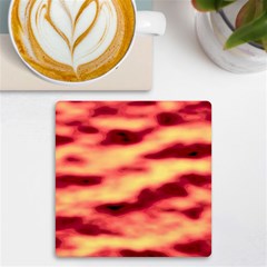 Red Waves Flow Series 3 Uv Print Square Tile Coaster  by DimitriosArt