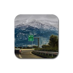 Landscape Highway Scene, Patras, Greece Rubber Coaster (square) by dflcprintsclothing