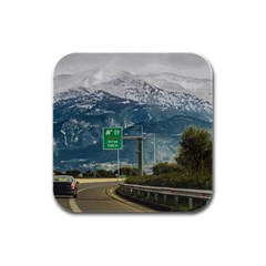 Landscape Highway Scene, Patras, Greece Rubber Square Coaster (4 Pack) by dflcprintsclothing