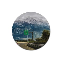 Landscape Highway Scene, Patras, Greece Rubber Coaster (round) by dflcprintsclothing