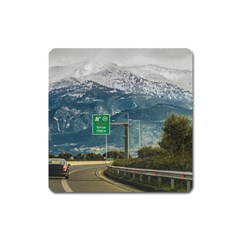 Landscape Highway Scene, Patras, Greece Square Magnet by dflcprintsclothing