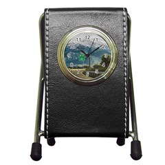 Landscape Highway Scene, Patras, Greece Pen Holder Desk Clock by dflcprintsclothing