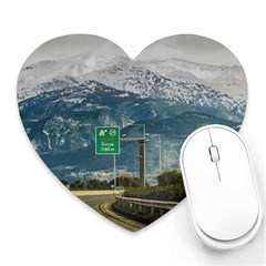 Landscape Highway Scene, Patras, Greece Heart Mousepads by dflcprintsclothing