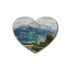 Landscape Highway Scene, Patras, Greece Rubber Coaster (heart) by dflcprintsclothing