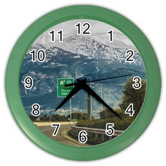 Landscape Highway Scene, Patras, Greece Color Wall Clock by dflcprintsclothing