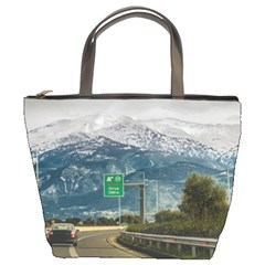 Landscape Highway Scene, Patras, Greece Bucket Bag by dflcprintsclothing