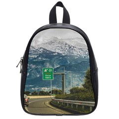 Landscape Highway Scene, Patras, Greece School Bag (small) by dflcprintsclothing