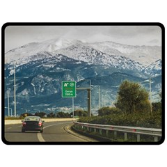 Landscape Highway Scene, Patras, Greece Fleece Blanket (large)  by dflcprintsclothing