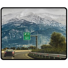 Landscape Highway Scene, Patras, Greece Fleece Blanket (medium)  by dflcprintsclothing