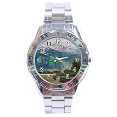 Landscape Highway Scene, Patras, Greece Stainless Steel Analogue Watch by dflcprintsclothing