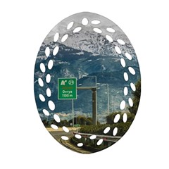 Landscape Highway Scene, Patras, Greece Oval Filigree Ornament (two Sides) by dflcprintsclothing